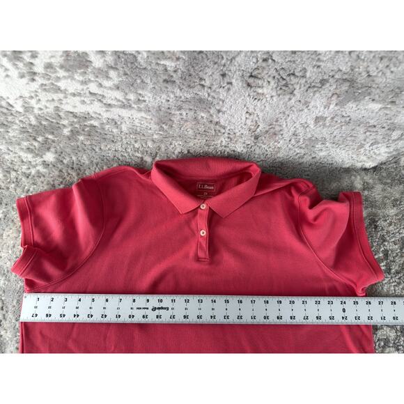 LL Bean Plus Size 2X Minimalist Casual Polo Top Pink Short Sleeve Cotton - Picture 3 of 5